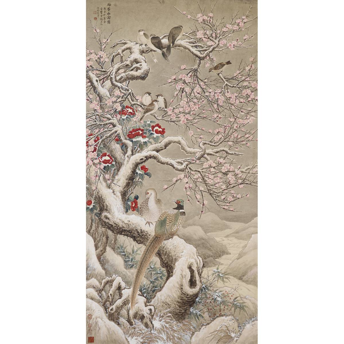 54. 梅茶山禽图 Birds on Plum Tree